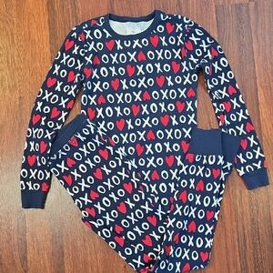 Crewcuts Navy XO Heart Pajama Set Kids Size 14 Unisex Cotton